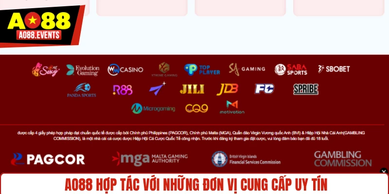 AO88 hợp tác với những đơn vị cung cấp uy tín