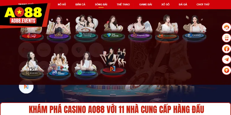 Khám phá casino AO88 với 11 nhà cung cấp hàng đầu